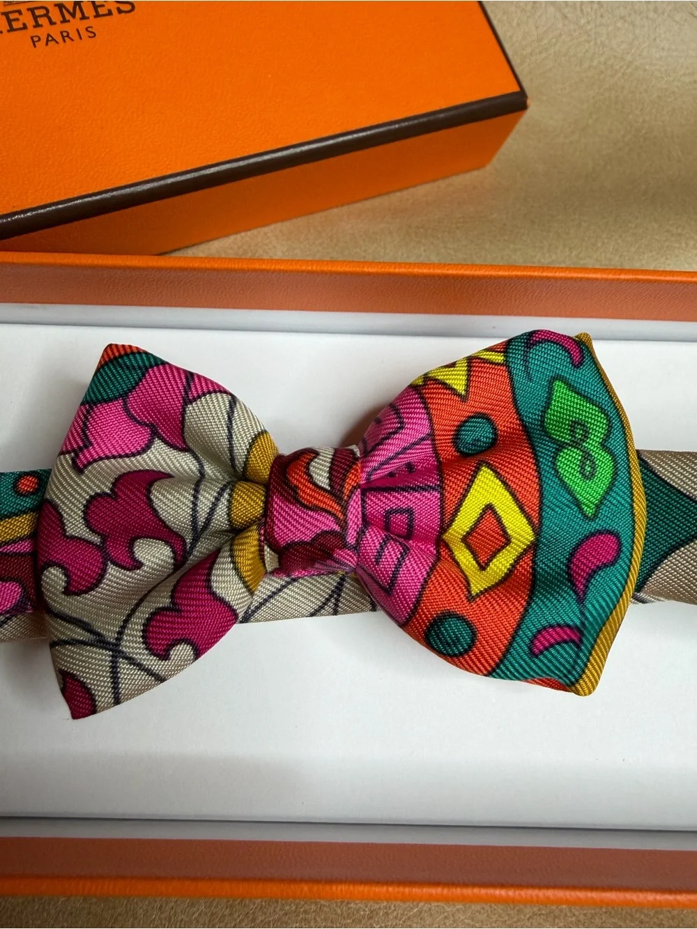 Hermes Multicolor Bow Tie